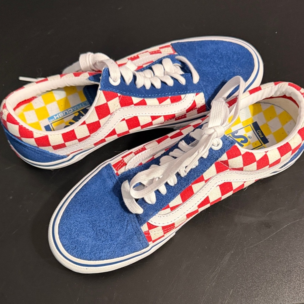 Vans Red and Blue Checkered Sneakers